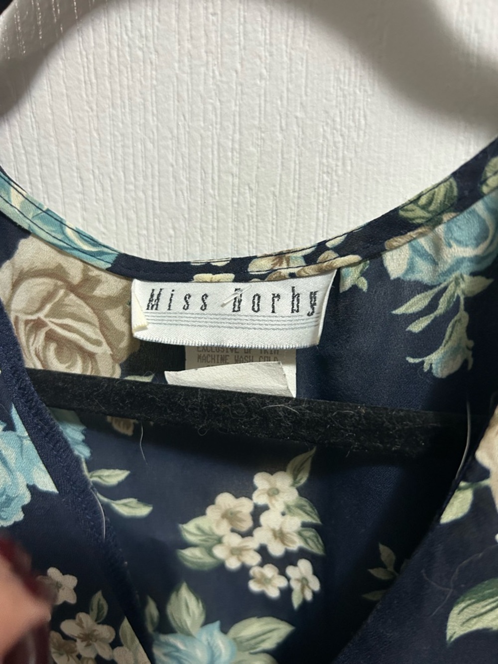 Miss Selfridge Navy Floral Tie-Front Blouse with Blue and Cream Roses - Picture 4 of 6
